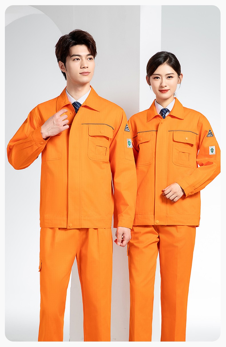 FJD8099 春秋純棉防靜電工作服套裝定制電網化工廠汽修車間耐磨反光勞保服(圖17)