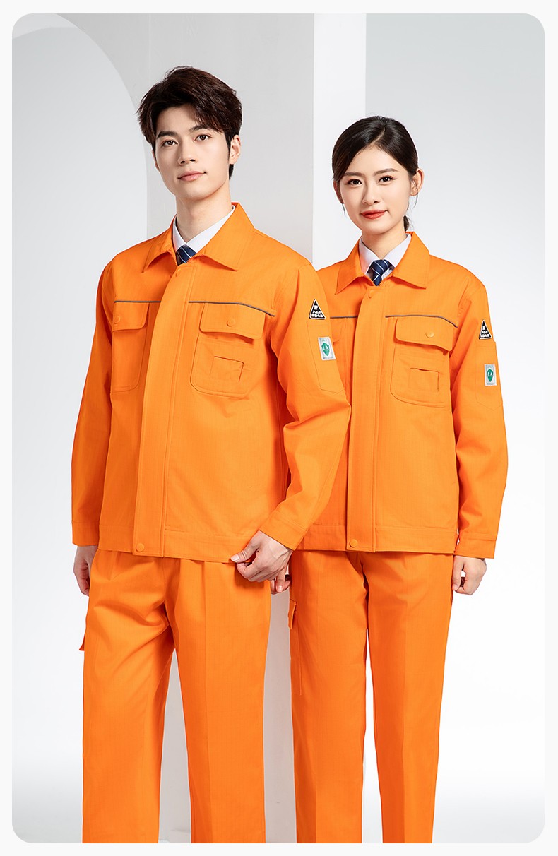 FJD8099 春秋純棉防靜電工作服套裝定制電網化工廠汽修車間耐磨反光勞保服(圖18)