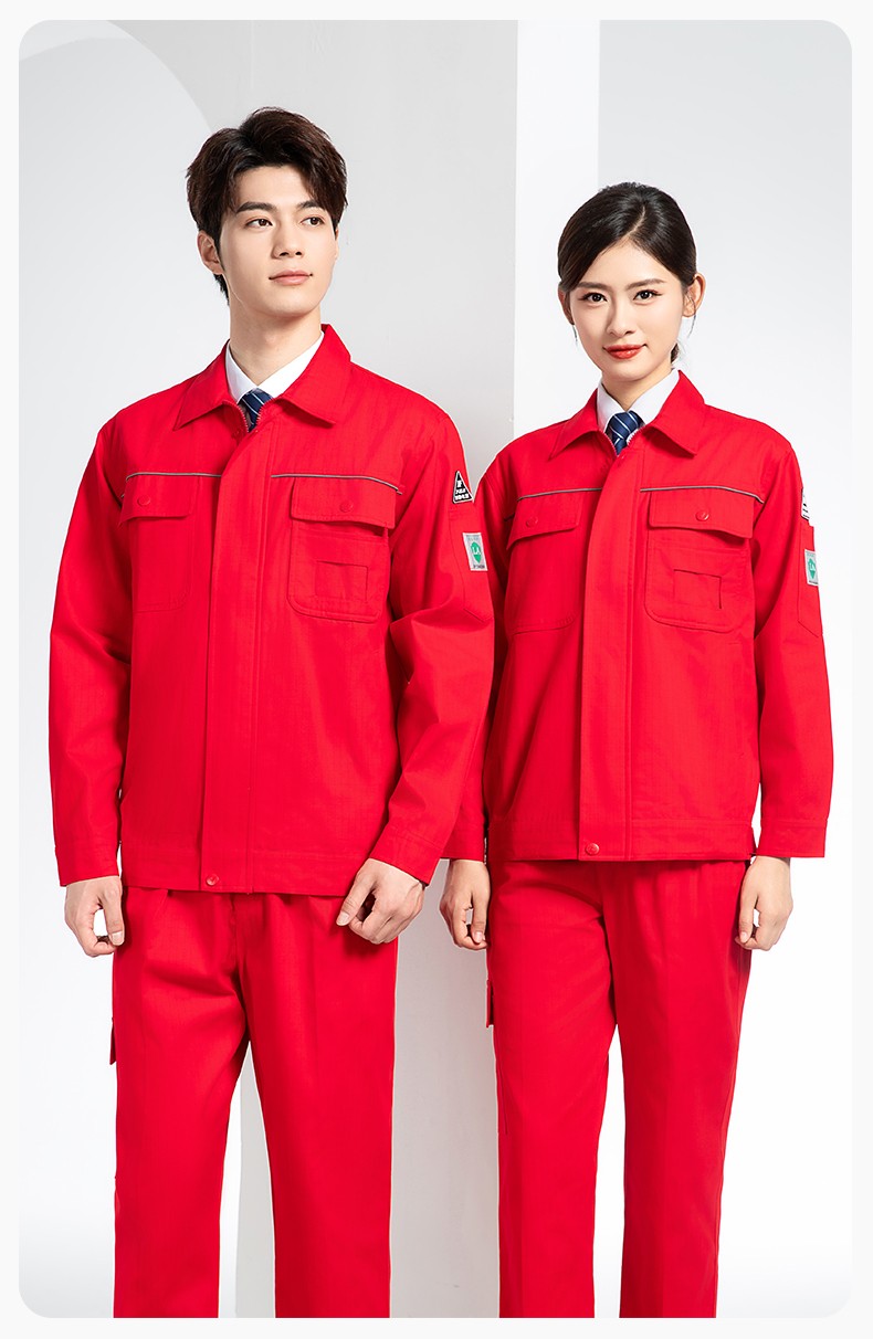 FJD8099 春秋純棉防靜電工作服套裝定制電網化工廠汽修車間耐磨反光勞保服(圖20)