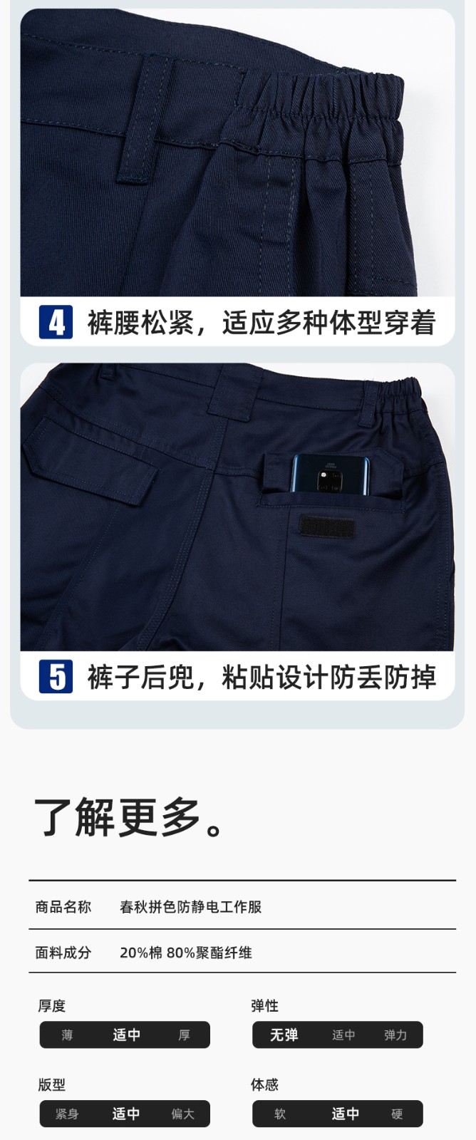 JC-3D02 春秋防靜電棉服定制工作服拼色工裝加油站機修車間廠服勞保工作服(圖9)