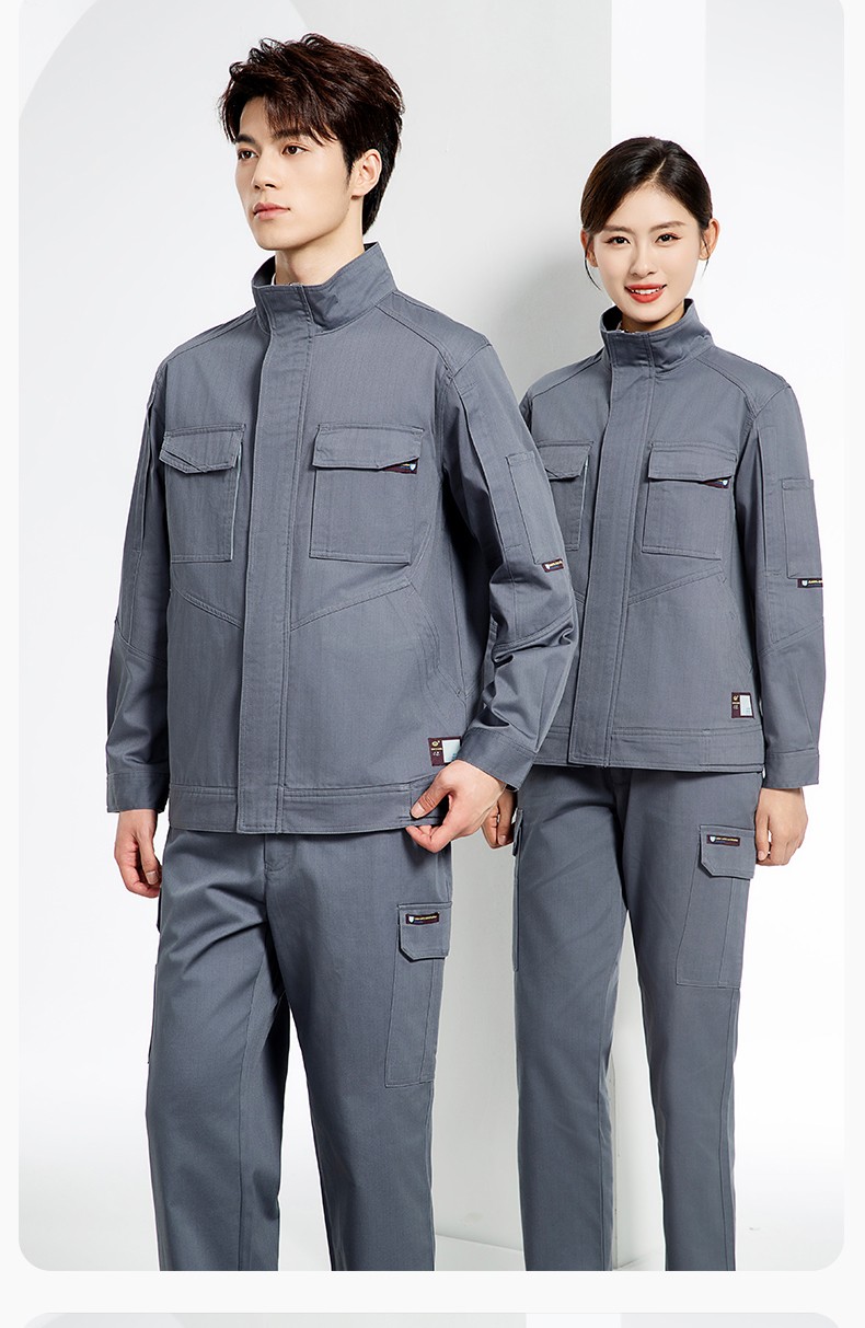 JC-SY61X 防靜電春秋長袖工作服套裝CVC耐磨純色工裝機修車間工廠服定制(圖12)