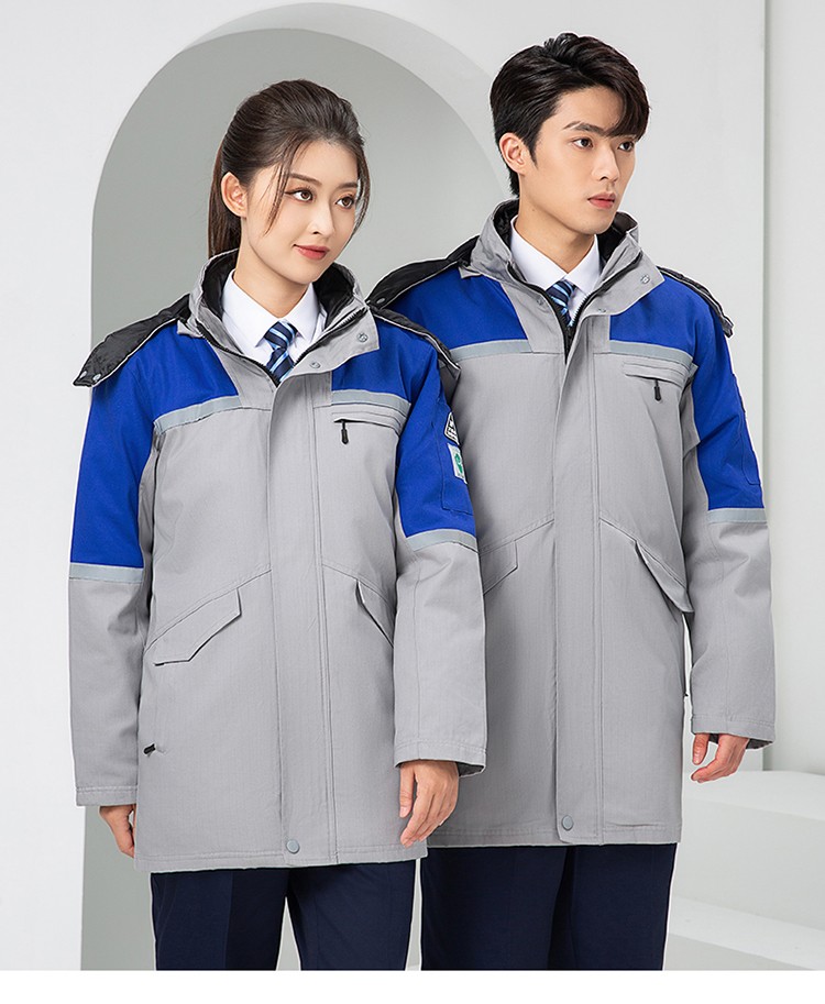 LW-8818 純棉防靜電工作服棉衣定制冷庫(kù)加油站冬季中長(zhǎng)款防寒服勞保服外套(圖19)