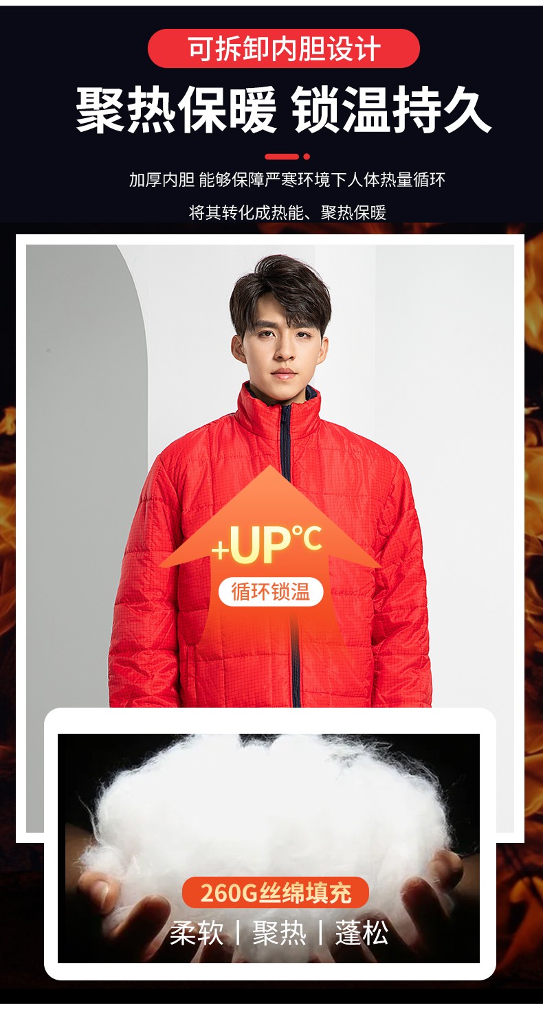 LW-8893 防靜電冬季中長(zhǎng)工作服棉服定制男工服工裝加油站電工勞保服上衣(圖8)