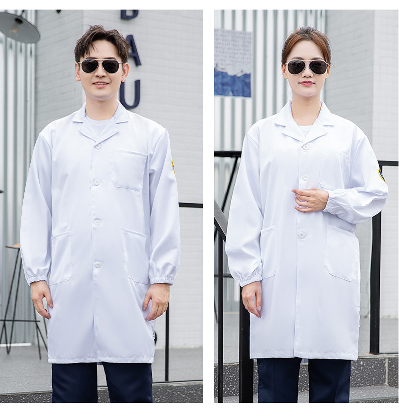 TZ011 恒漉防靜電防酸堿藍白大褂定制車間實驗室防護服耐腐蝕工 作服印字(圖26)