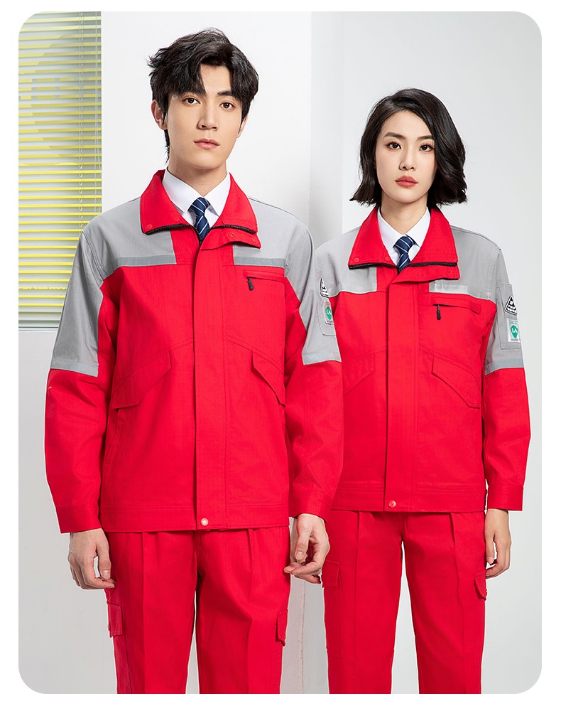 YJ-8007 防靜電工作服男純棉拼色套裝春秋汽車機修服車間工廠勞保服定制(圖24)