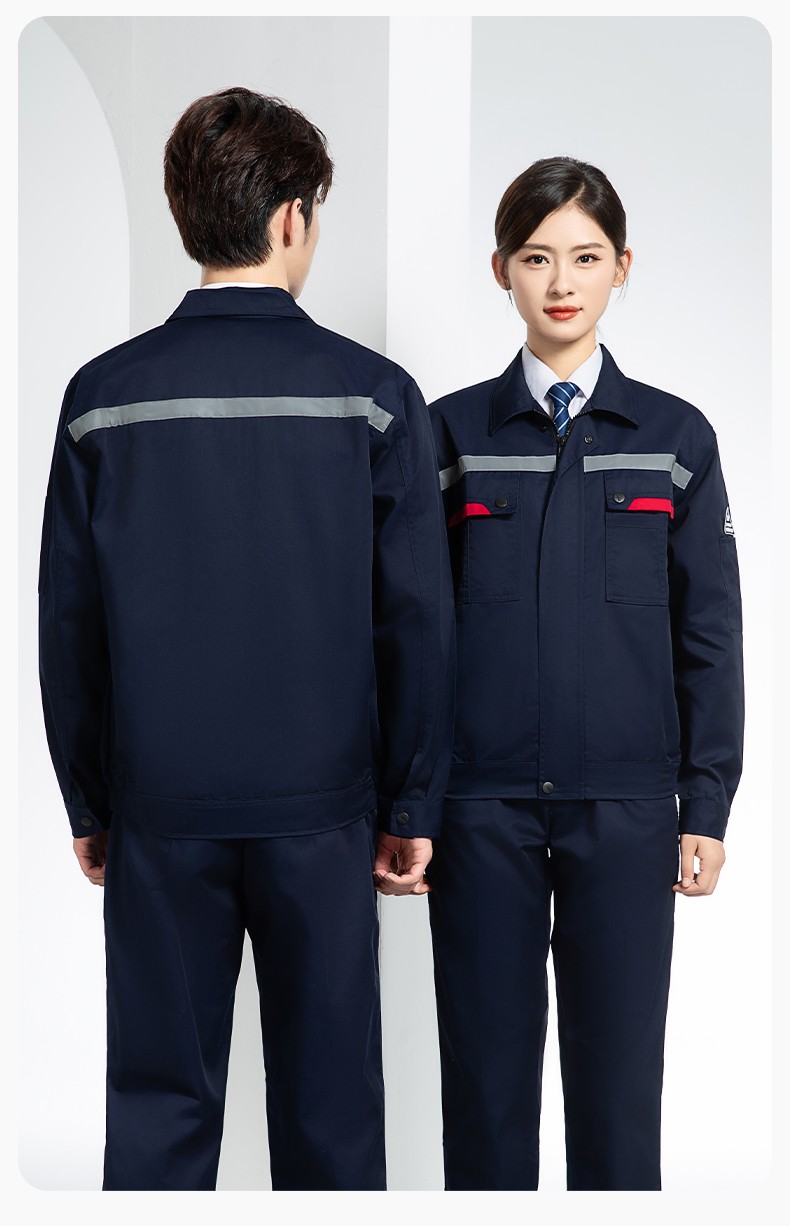 YM-20801F 防靜電工作服定制春秋加厚耐磨套裝男女加油加汽站化工車間勞保服(圖18)